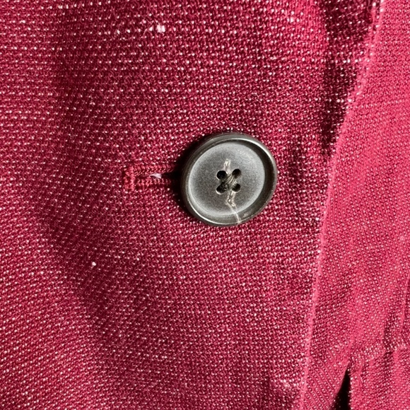 Lucky Brand burgundy linen blend 2 button roll sleeve unlined blazer jacket S - Picture 10 of 14
